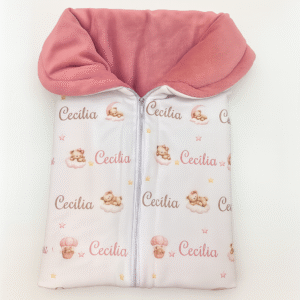 Porta Bebê Personalizado Plush Branco com Rosa