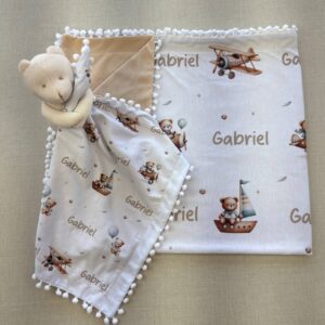 Mantinha e Naninha Personalizada em Malha Kit Especial