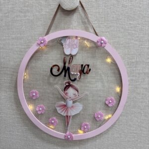 Placa- porta maternidade-acrílico e led-Menina