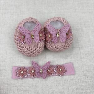 Kit Luxo Sapatinho + Faixinha de Cabelo para Bebê