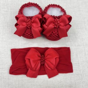 Kit Luxo Sapatinho + Faixinha de Cabelo para Bebê