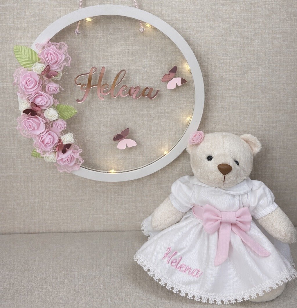 Ursa Personalizada + Placa Decorativa Jardim – Personalizada com Nome