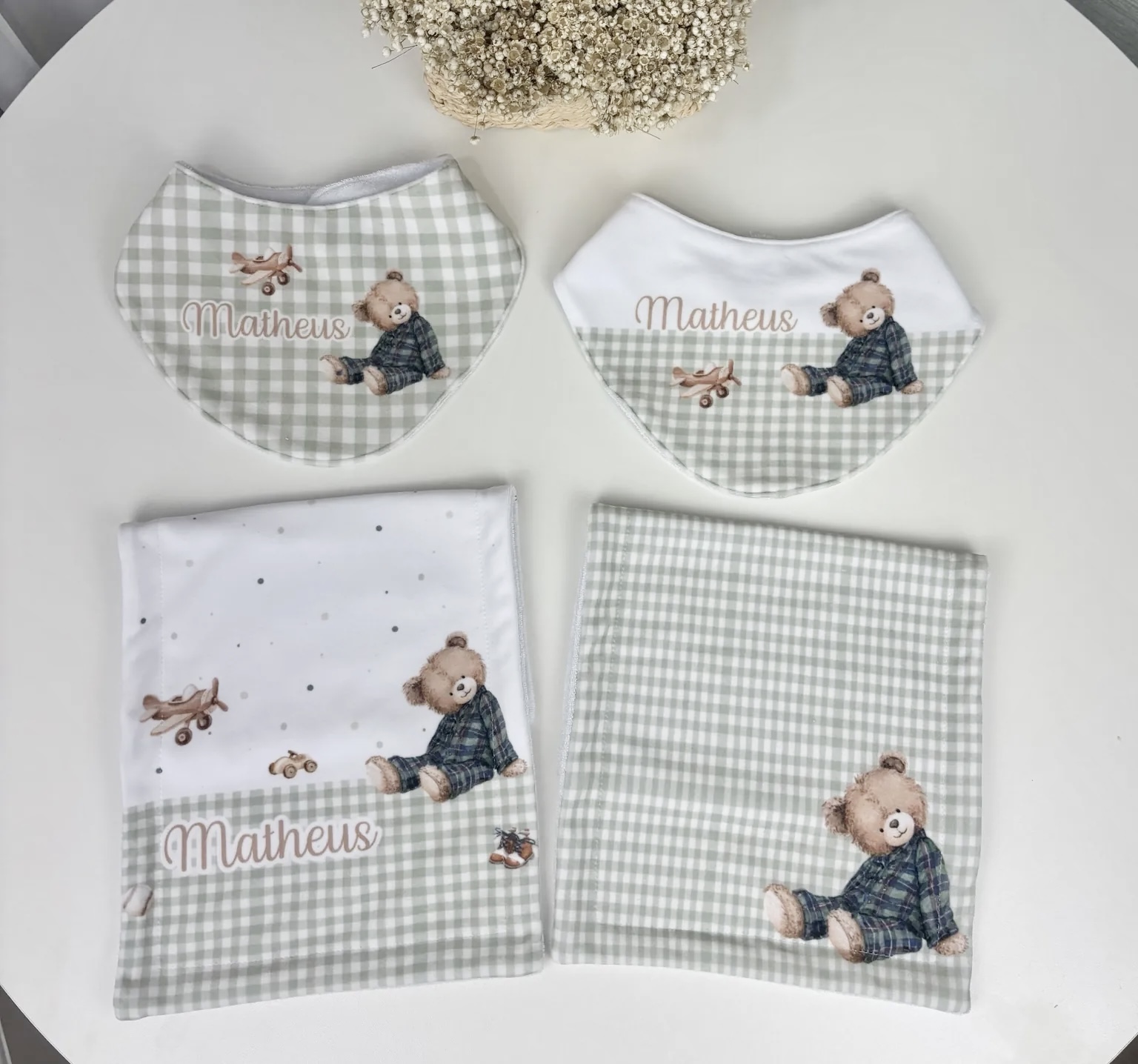 Kit Babadores e Paninhos de Boca Personalizados